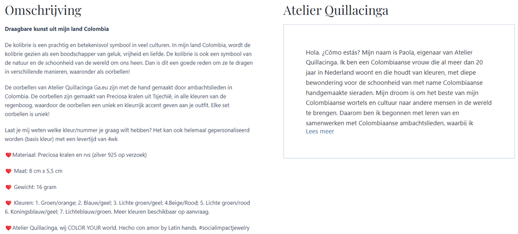 Voorbeeld van een goede productbeschrijving